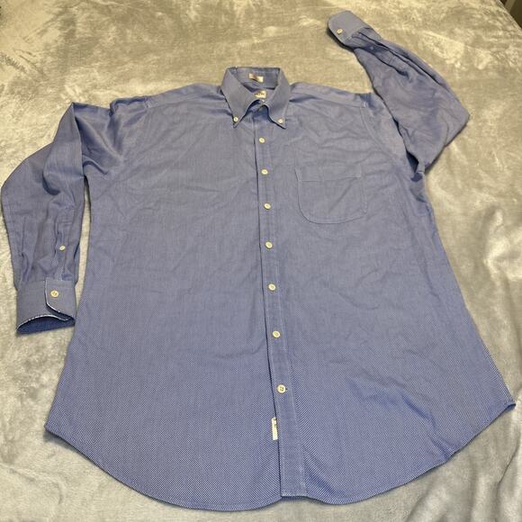 Peter Millar Shirt Mens L Blue Nanoluxe Easy Care Button Down Casual Cotton READ - Picture 1 of 12